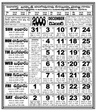 Click here to download Telugu Calendar for the month of December 2006