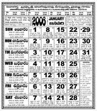 Click here to download Telugu Calendar for the month of January 2006