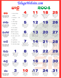 Click here to download Telugu Calendar for the month of July 2004