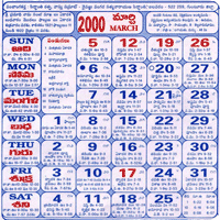 Click here to download Telugu Calendar for the month of March 2000