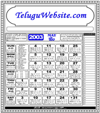 Click here to download Telugu Calendar for the month of May 2003