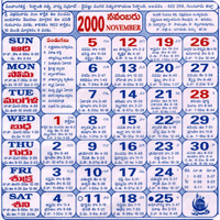 Click here to download Telugu Calendar for the month of November 2000