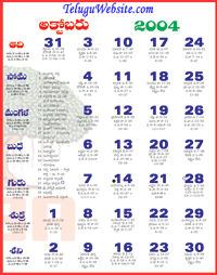 Click here to download Telugu Calendar for the month of October 2004